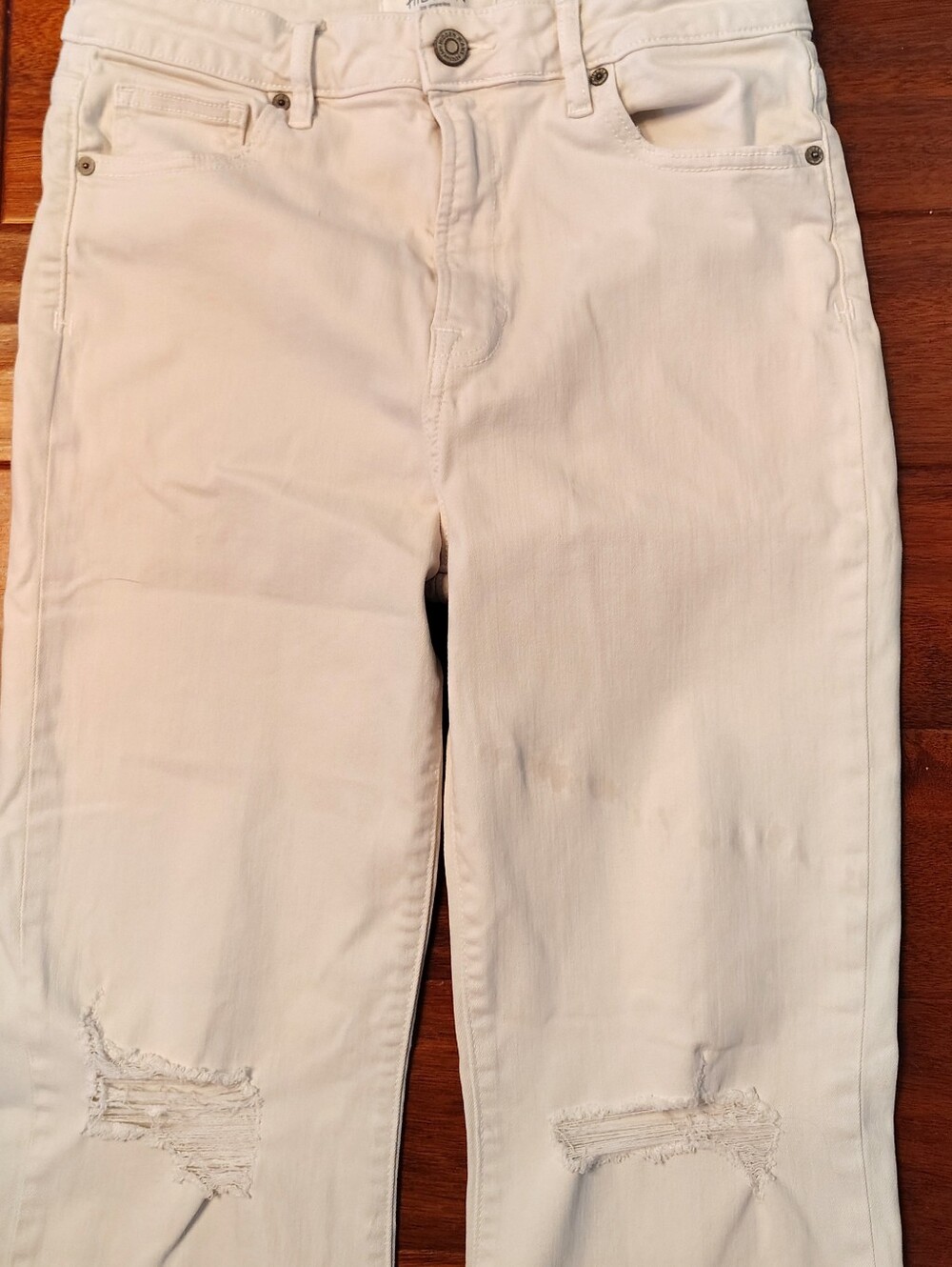 Hidden Jeans Size 29 Cream Distressed Side Slit Wide Leg Jeans